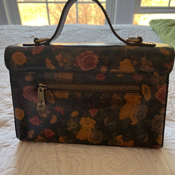 Patricia Nash Dark Floral Top-Handle Satchel with Brushed-Gold Hardware - Picture 3 of 4